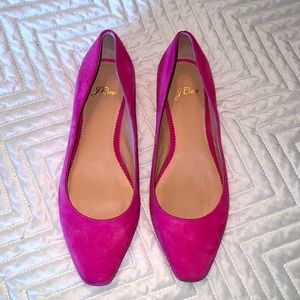 J Crew Carolyn Skimmer Flats in Suede Neon Fuschia Pink Size 8 1/2.